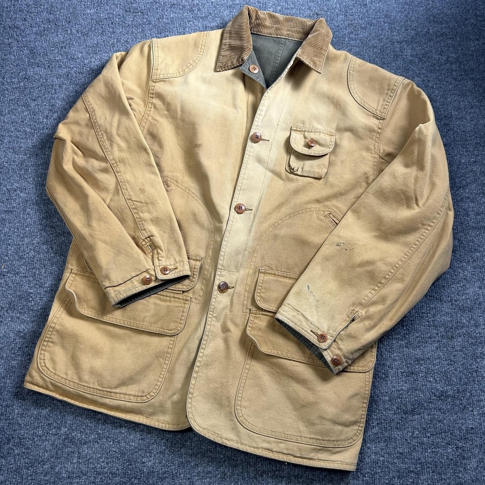 Polo Ralph Lauren Coat Mens Large Tan Green Canvas Reversible Field Barn Chore